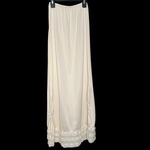 Vintage Cream Colored Maxi Slip Skirt Size M